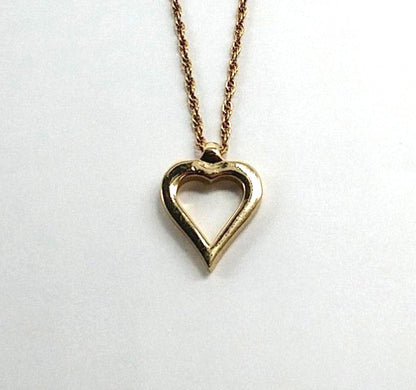 Christian Dior Open Heart Pendant Necklace Gold Tone Chain Authentic Vintage
