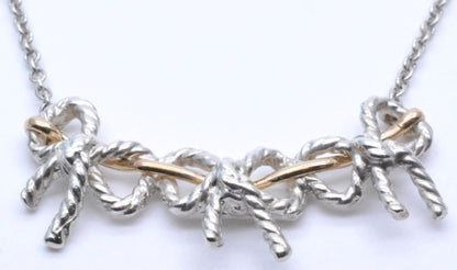 Tiffany & Co Triple Bow Knot Necklace SV925 Silver 18K Gold 44cm 17.3" Auth Used