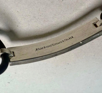 Tiffany & Co Atlas Rubber Bracelet Silver 925 Black 6.5in Vintage Authentic