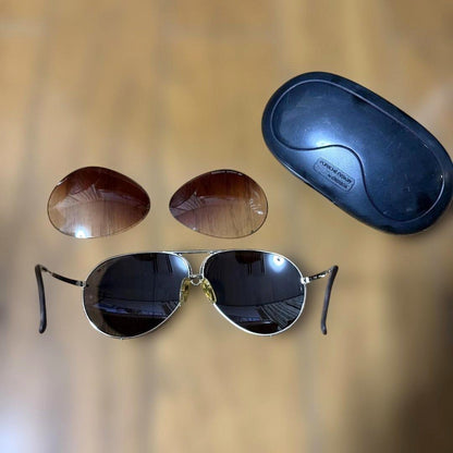 PORSCHE DESIGN by CARRERA Vintage Teardrop Aviator Sunglasses Gold Extra Lens