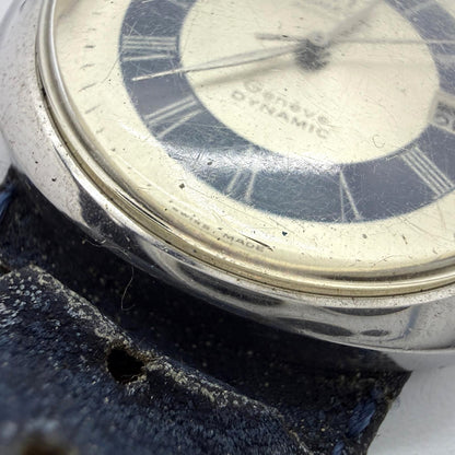 Omega Geneve Dynamic Automatic Watch Silver Blue Roman Dial Date Vintage Swiss