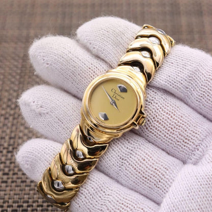 Christian Dior 3014 Vintage Bangle Watch Gold Tone Two-Tone Swiss 22mm Authentic