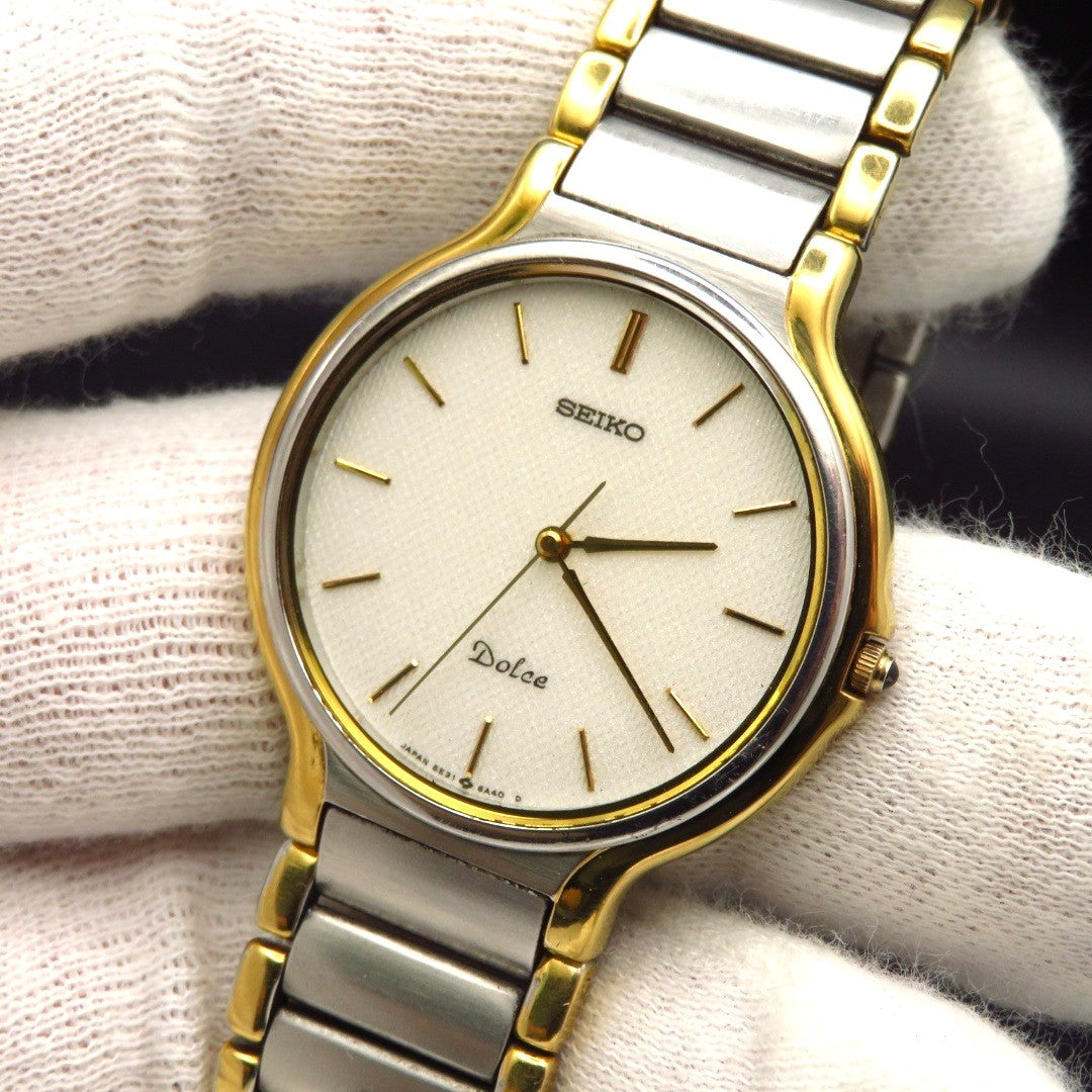 SEIKO Dolce 5E31-6A30 Quartz Watch Two-Tone Gold Silver Round 33mm Used