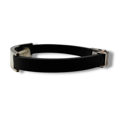 Gucci Rubber Sterling Silver 925 Plate ID Bracelet Bangle 18cm 7.1in