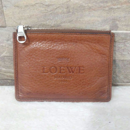 Loewe Brown Leather Embossed Coin Case Purse 12 x 9cm 4.7 x 3.5in