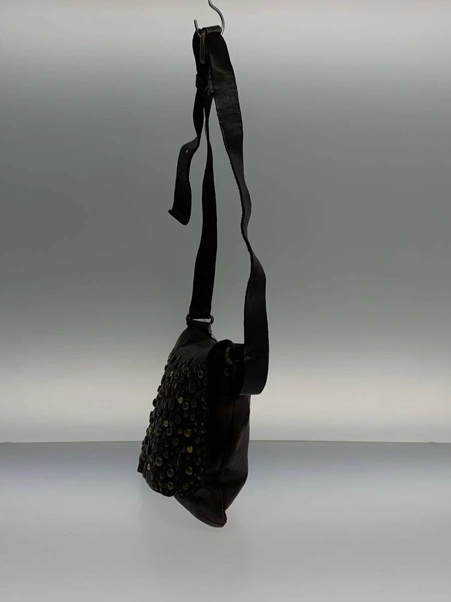 CAMPOMAGGI Studded Leather Crossbody Bag Brown Distressed Italy Messenger Boho