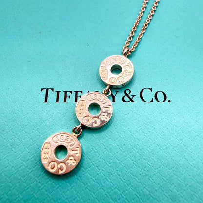 Tiffany & Co. 1837 Three Drop Circle Necklace Silver 925 Pendant Chain 16in