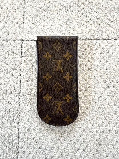 Louis Vuitton Etui Lunettes Glasses Case Monogram Brown Leather Made in France