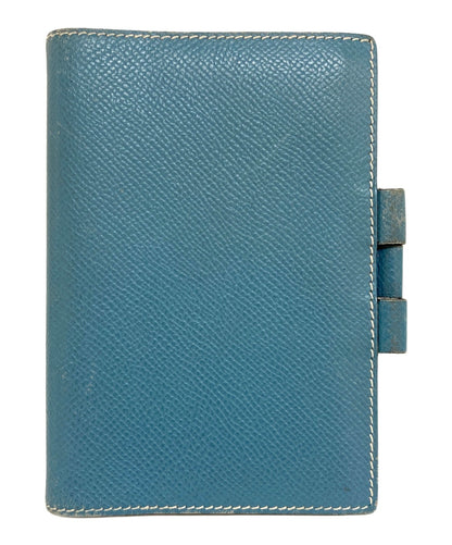 HERMES Agenda Cover Notebook Case Blue Epsom Leather Made in France PM Vintage