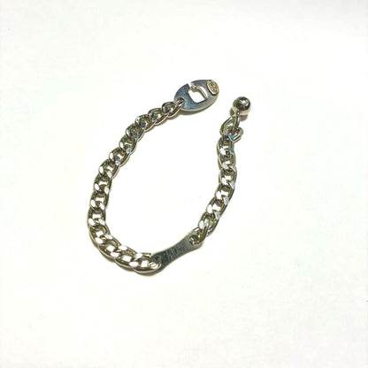 CHANEL Key Chain Holder Silver Tone Curb Chain Ball Charm Made in France Used