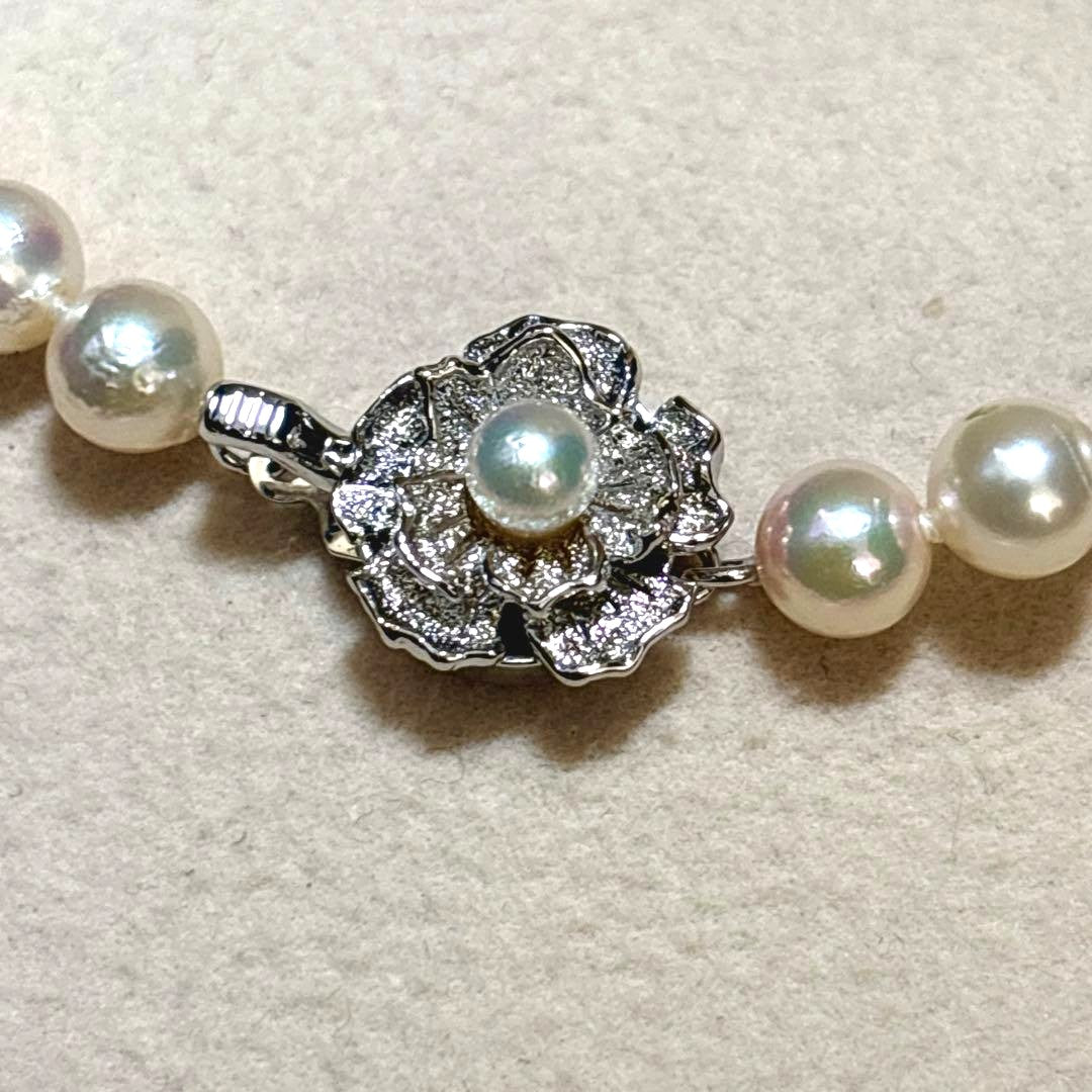 Akoya Pearl Necklace 6.0-6.5mm Cream Strong Luster Silver Clasp 42cm 16.5in