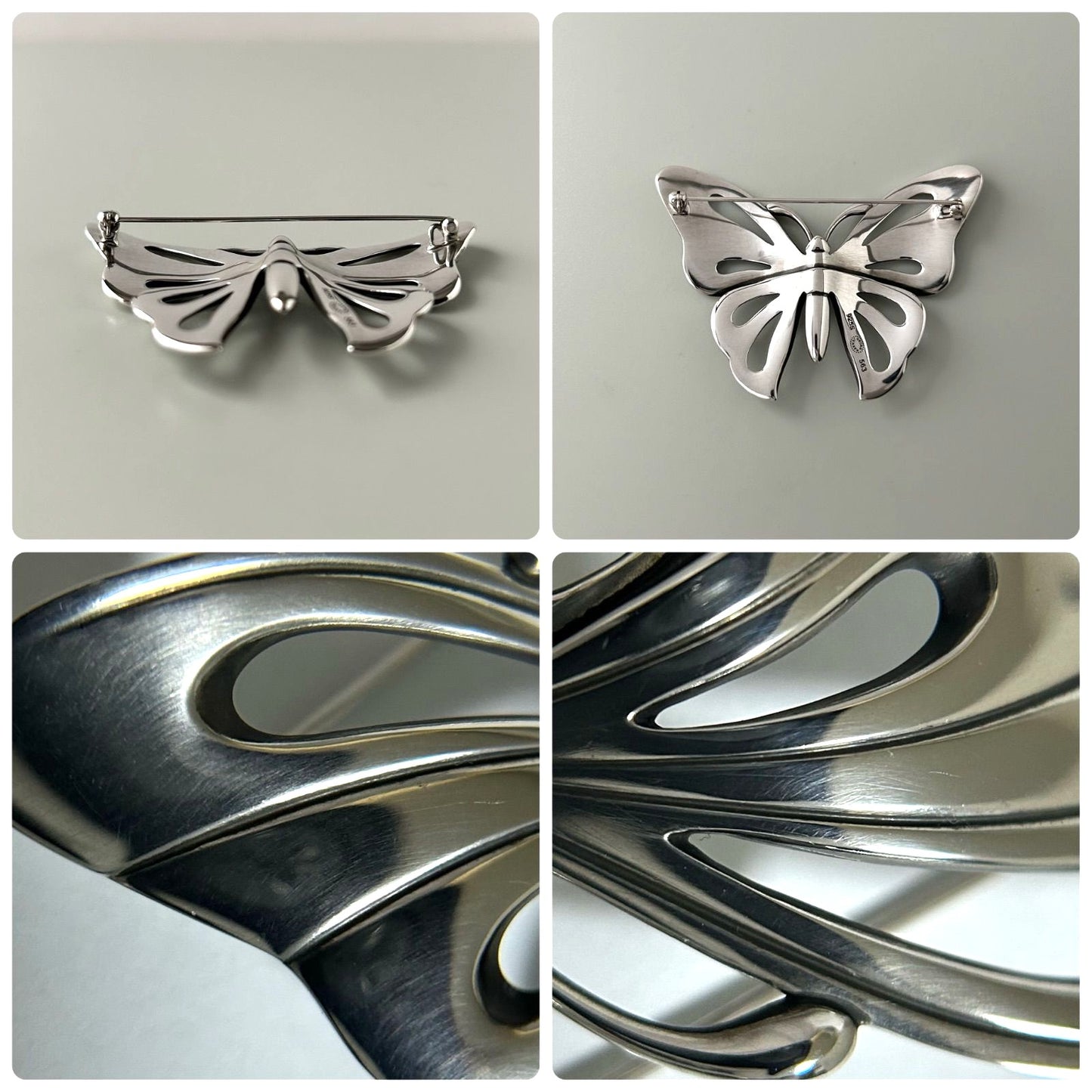 Georg Jensen Butterfly Brooch No.563 Sterling Silver 925 Pin Vintage Denmark