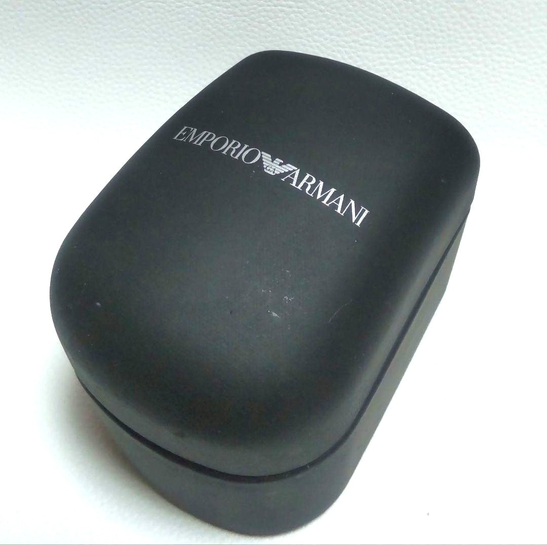Emporio Armani AR-0143 Mens Quartz Watch Black Dial Silver Rectangle w/Box Used