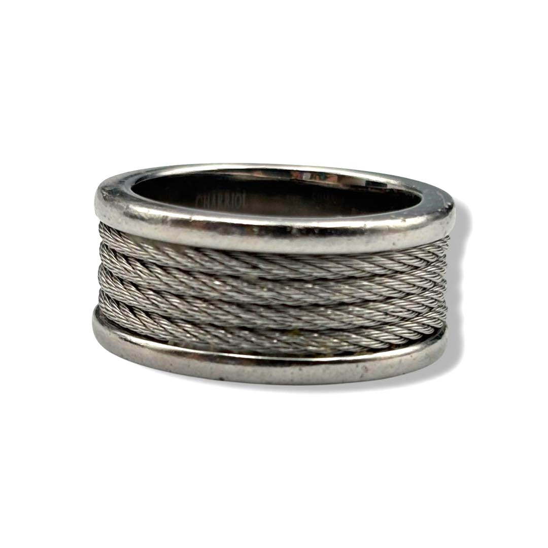 CHARRIOL Celtic Cable Wire Ring Silver Tone Stainless Steel US7 EU54 Vintage