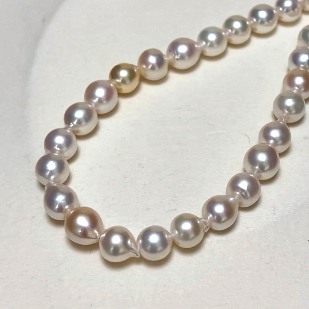 Akoya Pearl Necklace Baroque 7.0-7.5mm White Pink K14 Gold Clasp 41cm 16.1in