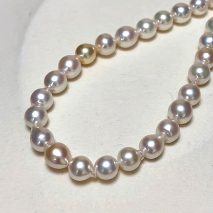 Akoya Pearl Necklace Baroque 7.0-7.5mm White Pink K14 Gold Clasp 41cm 16.1in