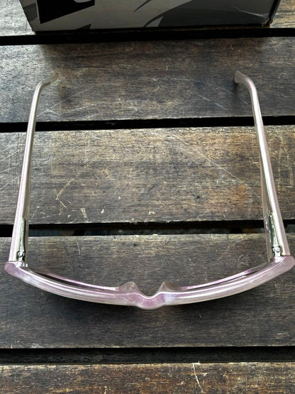 ARNETTE MANTIS Vintage Cat Eye Sunglasses Pink Crystal Frame Gray Lens Italy Y2K