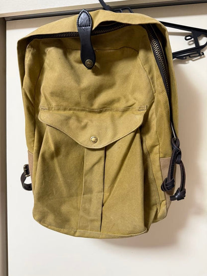 FILSON Journeyman Backpack Tan Tin Cloth Rugged Twill Leather Laptop Bag USA