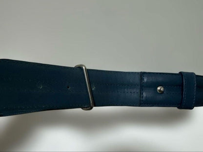 Chloé Kids Leather Belt Bow Buckle Peacock Blue 85cm 33.5in Authentic