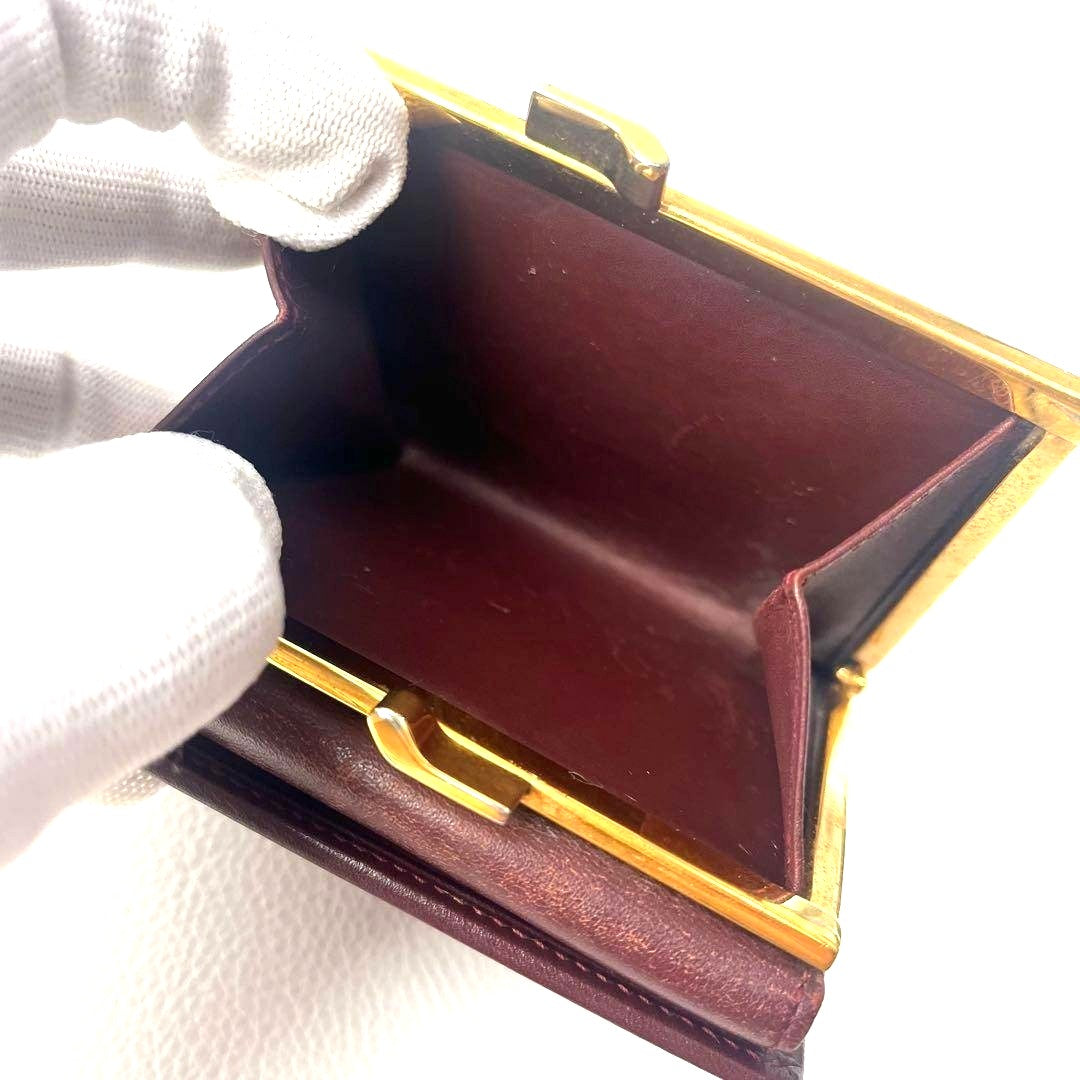 Cartier Must de Cartier Trifold Coin Wallet Bordeaux Leather Gold HW Authentic