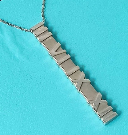 Tiffany & Co Atlas Bar Pendant Necklace Sterling Silver 925 1.9x0.2in Authentic