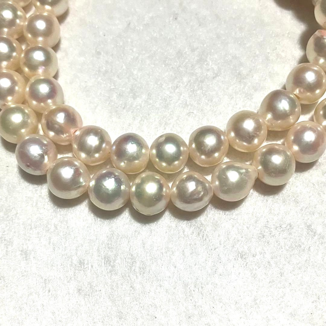 Akoya Pearl Necklace 8.0-8.5mm White High Luster Silver Flower Clasp 17.9in