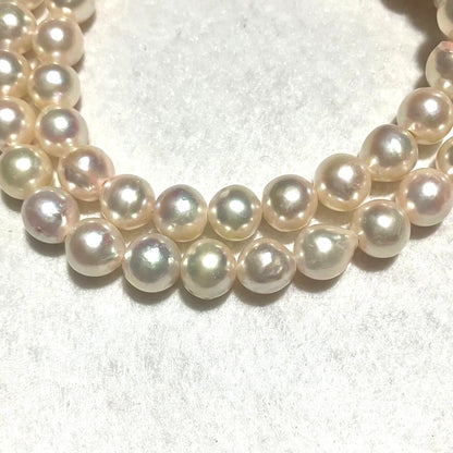 Akoya Pearl Necklace 8.0-8.5mm White High Luster Silver Flower Clasp 17.9in