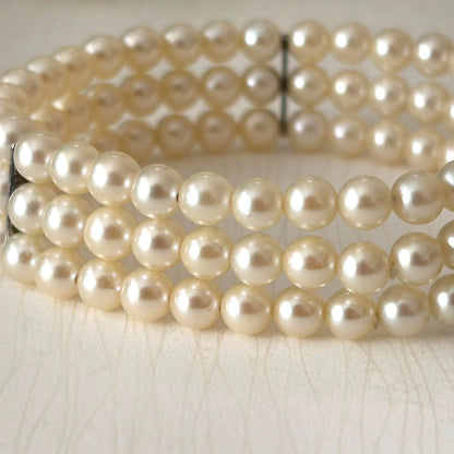 Mikimoto Silver Pearl Bracelet 3-Strand Cream 5.0mm Pearls 16cm(6.3in)
