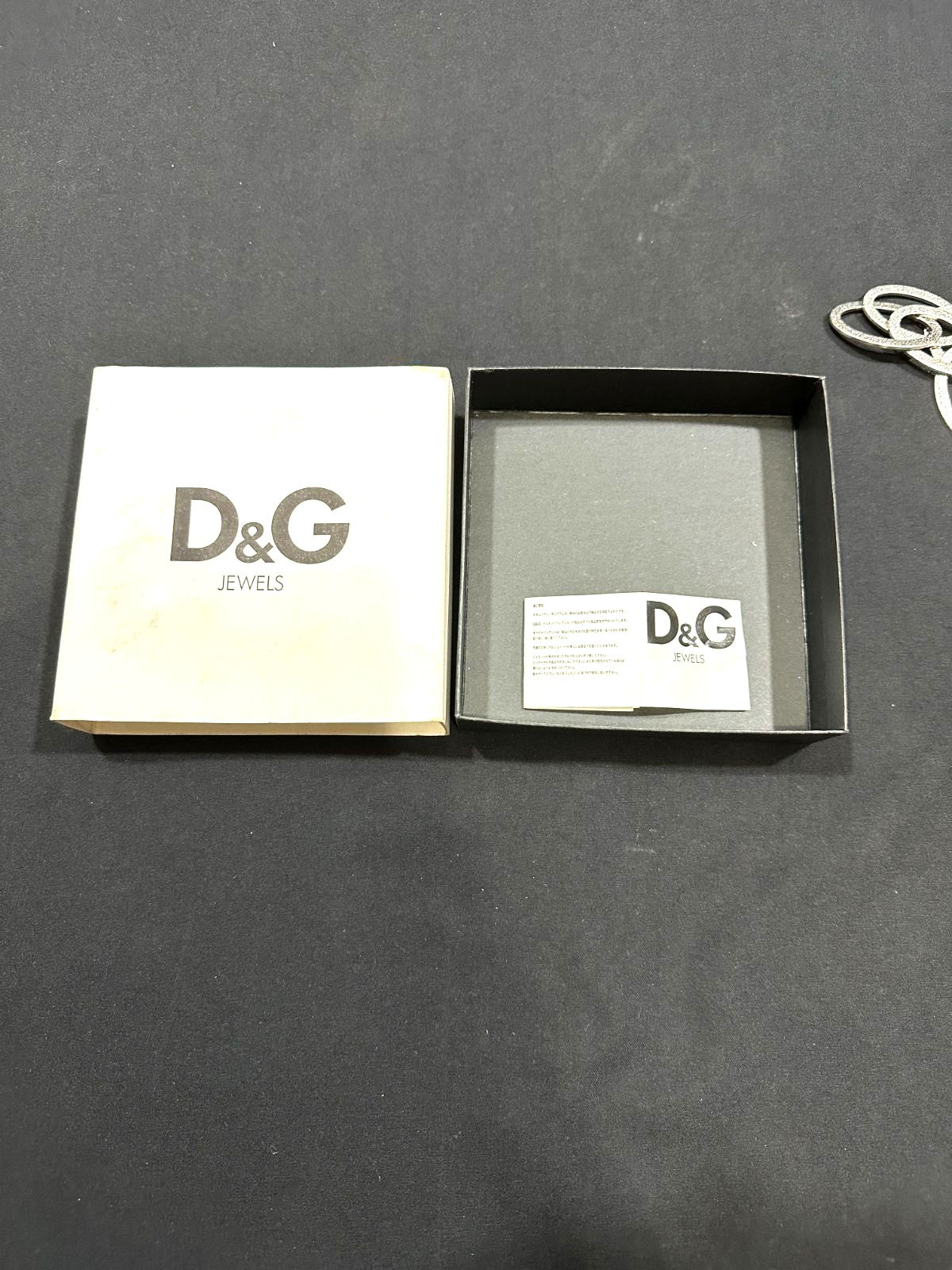 DOLCE & GABBANA Chain Necklace Silver Tone DJ0821 Logo Circle Ring Charm 50cm