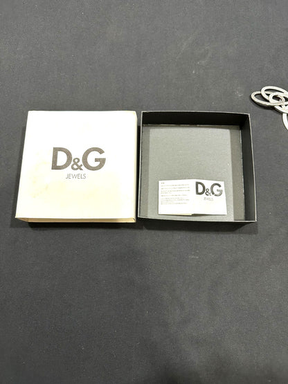 DOLCE & GABBANA Chain Necklace Silver Tone DJ0821 Logo Circle Ring Charm 50cm