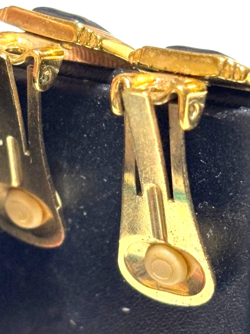 Michaela Frey Wien Clip-On Earrings Gold Enamel Geometric Vintage Austria