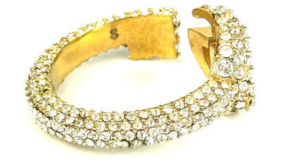GUCCI GG Marmont Ring Rhinestone Pave Gold Tone Open Band Size US7 EUR53 Used