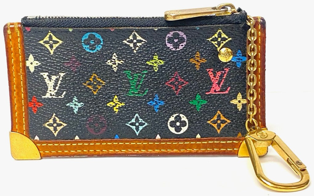 Louis Vuitton M92654 Monogram Multicolor Pochette Cles Coin Case Noir Black