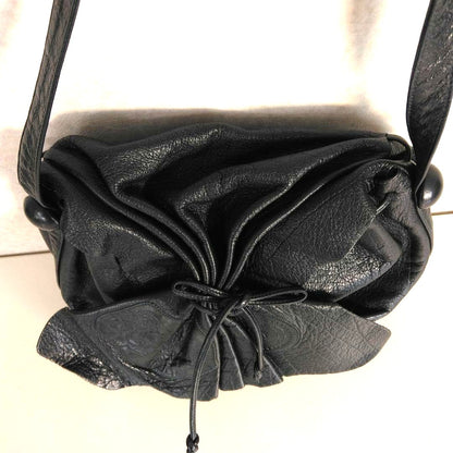 Carlos Falchi Shoulder Bag Buffalo Leather Drawstring Vintage USA 12.2x9.8in