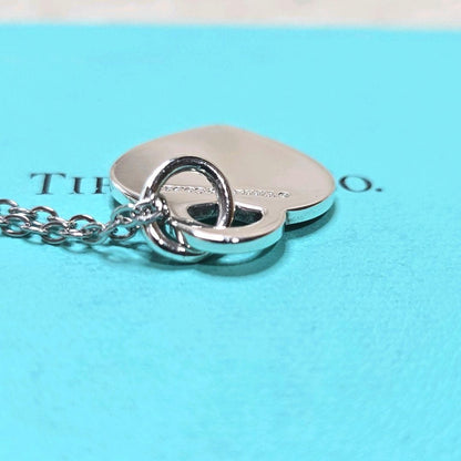 Tiffany & Co Notes Heart Tag Pendant Necklace Sterling Silver 925 SV925 16.5in