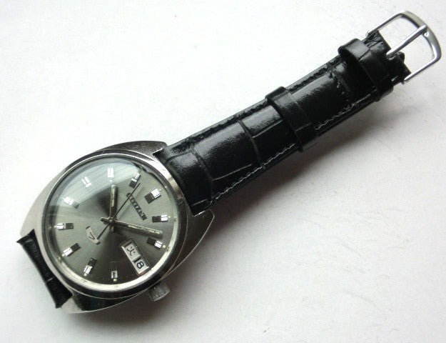 Citizen Seven Star Deluxe 21 Jewels Mens Auto Watch Gray Dial Day Date Vintage