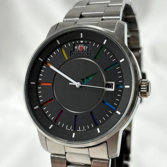ORIENT Rainbow Disk Automatic Watch Black Dial Date Skeleton Caseback Steel