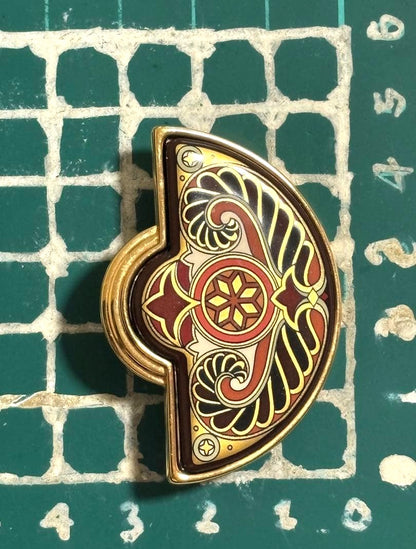 Michaela Frey Wien Enamel Brooch Half Moon Cloisonne Gold Tone Vintage Austria