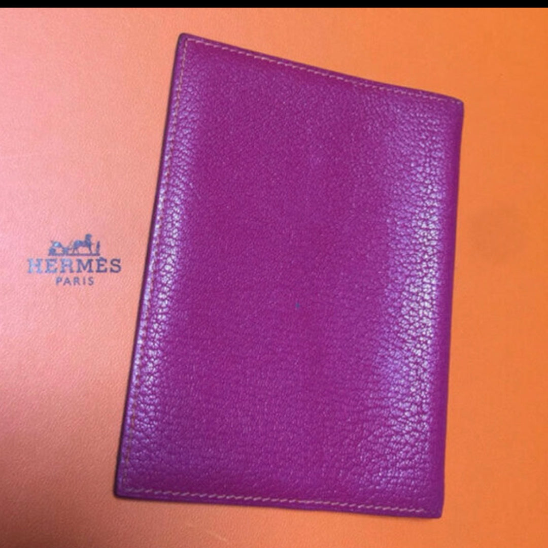 HERMES Agenda Notebook Cover Bicolor Purple Orange Leather Made in France Used