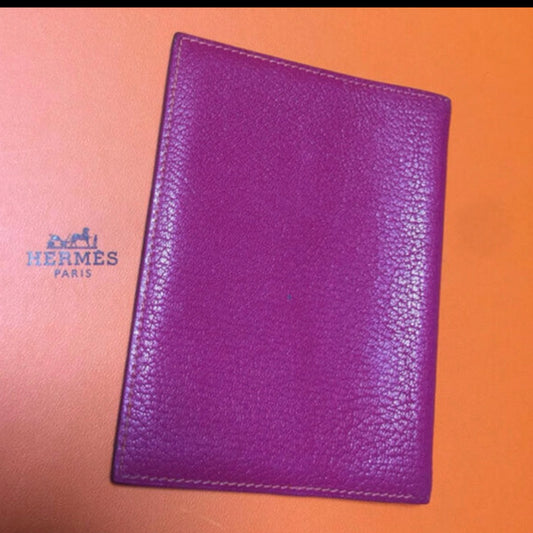 HERMES Agenda Notebook Cover Bicolor Purple Orange Leather Made in France Used