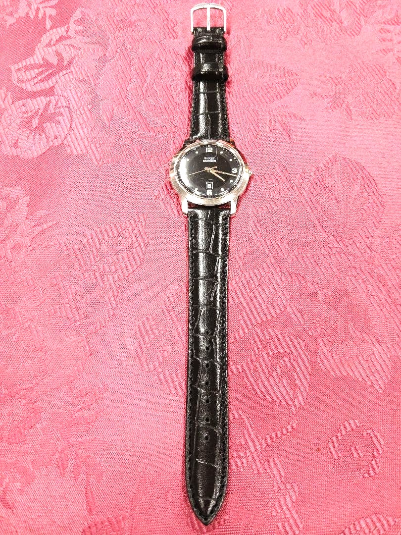 Brooks Brothers Swiss Made Vintage Men Wristwatch Black Dial Date Japan