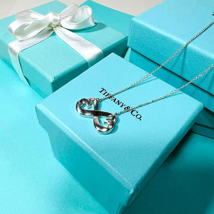 TIFFANY & CO Double Loving Heart Necklace Paloma Picasso Sterling Silver SV925