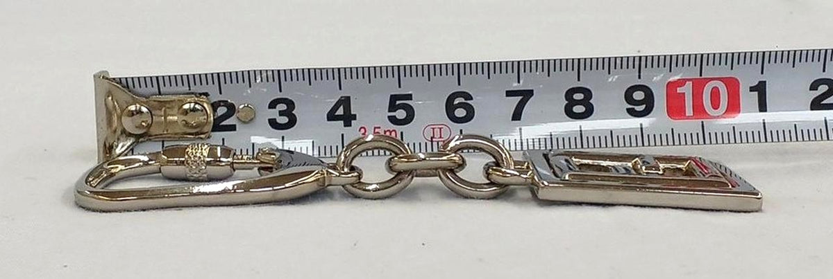 FENDI Zucca FF Logo Keychain Key Ring Charm Silver Tone Metal Italy Vintage