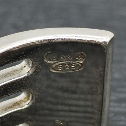 Gucci Silver 925 4 Band Stripe Cutout Ring Size 50 US 5.5