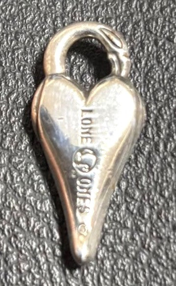 Lone Ones Swan Dive Heart Lock Pendant Charm Silver Used Excellent Authentic