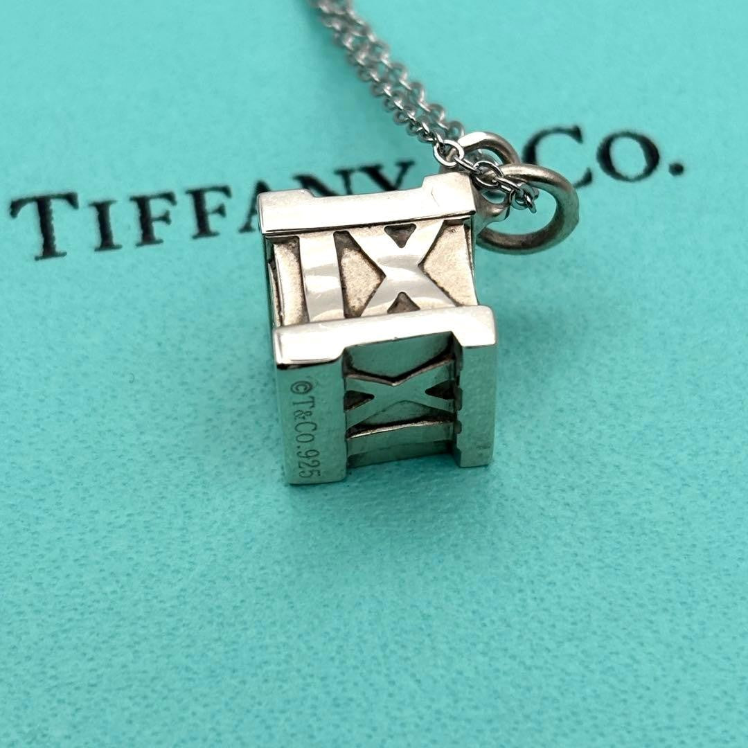 Tiffany & Co. Atlas Cube Pendant Top Silver 925 Roman Numeral Used