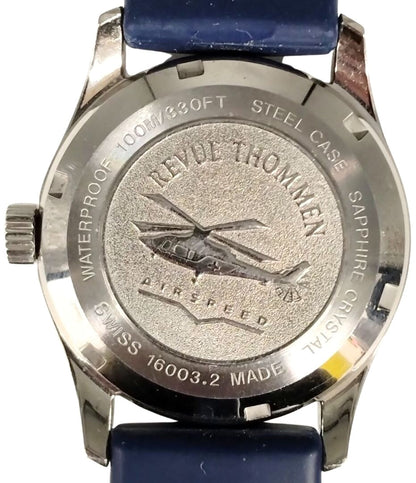 Revue Thommen Airspeed Automatic Men Watch Blue Dial Silver SS Swiss 31x39mm