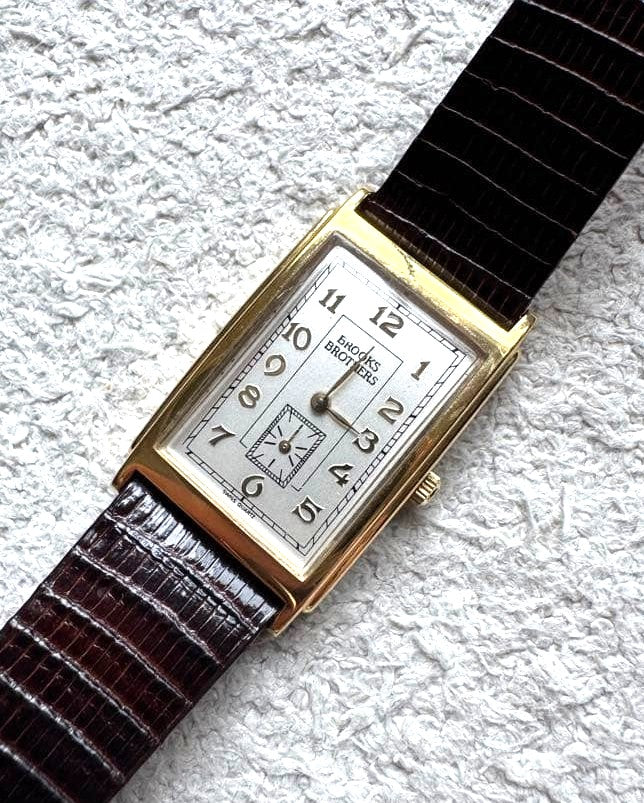 Brooks Brothers Hamilton 8362 Tank Watch Gold Tone Swiss Quartz Vintage Japan