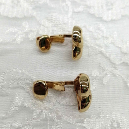 Christian Dior CD Heart Clip-On Earrings Gold Tone Vintage Authentic Germany
