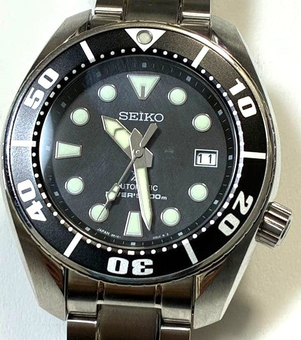 SEIKO Prospex Sumo Diver 200m Automatic Watch Black Steel SBDC031 6R15 Japan